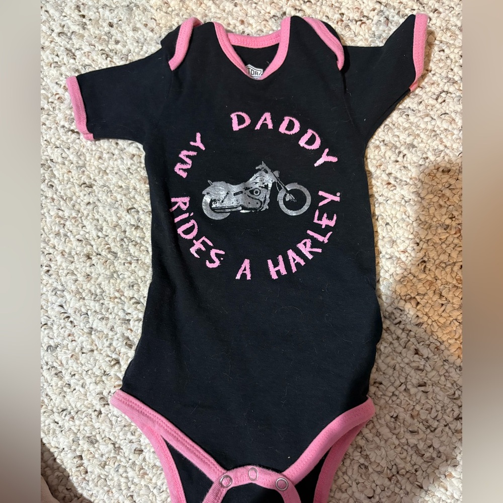 Harley-Davidson Black and Pink Baby Onesie